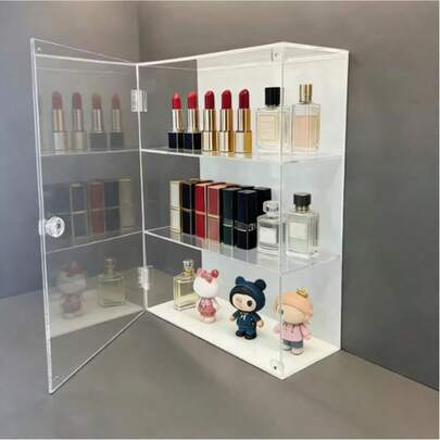 Acrylic Display Case With Lock & Keys, 3-Tier Clear Countertop Showcase – Dustproof Locking Cabinet For Figures, Jewelry, Retail Display, Assembled 30x23x9cm