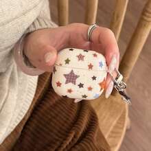 INS Korean Style Splatter Paint Plaid Star Earphone Case Compatible With AirPods 4, Pro 3, New Pro 2, 3, Cute Protective Cover Compatible With Apple 2 - Apricot - View 10