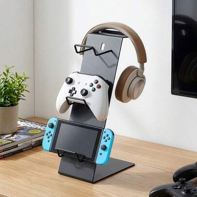 Alloy Headphone Stand, Headphone & Controller Stand, Desk Organizer With Aluminum Support Bar For Gaming Headsets, Game Controllers, Switch, & Mobile Phone Spring Gift