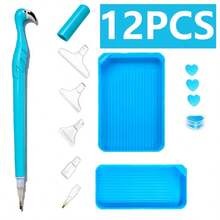 12PCS DIY Diamond Painting Tool Blue Bird-Shaped Diamond Painting Accessory Set, Two Plates And One Pen, 5D Diamond Painting Accessory Tool, Gift For Diamond Painting Enthusiasts, Birthday, Christmas And New Year Gifts - 查看 6