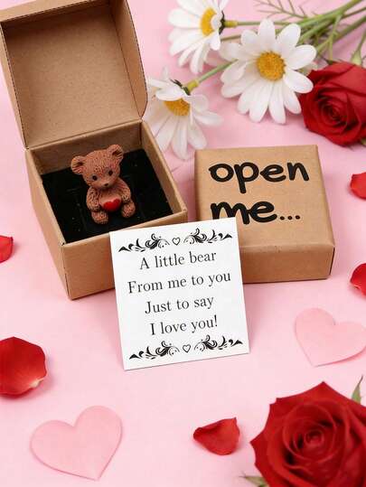 1pc "Open Me" Surprise Gift Box Set - Collectible Sentimental Gift For Birthday, Anniversary, Valentine's Day, Wedding And Couples | High-Quality Handmade Luxury, Includes Love Card, Paper Material, Cartoon Pattern, English, Gift Packaging | Dreamlike Design | Exquisite Paper Art Craft, Bear Decor