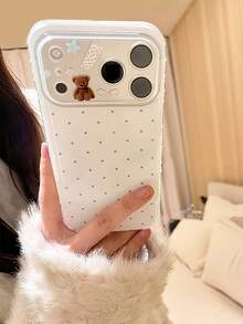 Ốp lưng điện thoại hình gấu sao cánh thiên thần dễ thương kiểu Hàn Quốc cho iPhone 17/17 Pro/17 Pro Max, ốp bảo vệ toàn diện cho iPhone 16/15/14 Pro - trắng - Xem 3