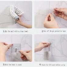 10/20/30pcs Transparent Acrylic Self-Adhesive Hooks, Seamless Sticky Hooks Suitable For Hanging Clothes, Towels, Keys, Miscellaneous Items, Applicable For Kitchen, Bedroom, Bathroom, Living Room, Etc. - One Size - View 9