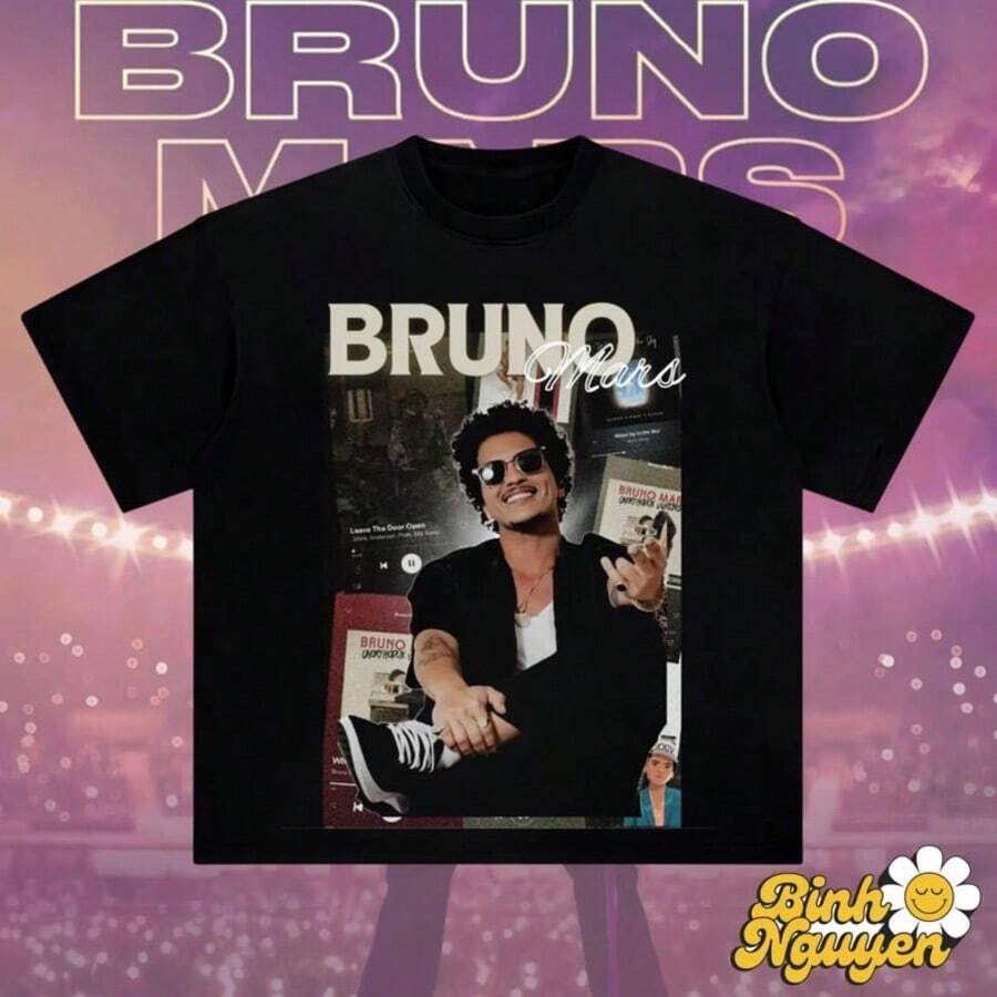 BRVNO MΛRS Vintage Shirt, Retro Music Graphic Tee, Unisex Sweatshirt Hoodie, Gift For Music Lovers, - 黑色 - 查看 1