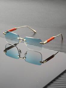 1 Pair Men's Small Frameless Classic Elegant Design Fashion Versatile Streetwear & Dating Accessory Fashion Glasses - Multicolor - View 1