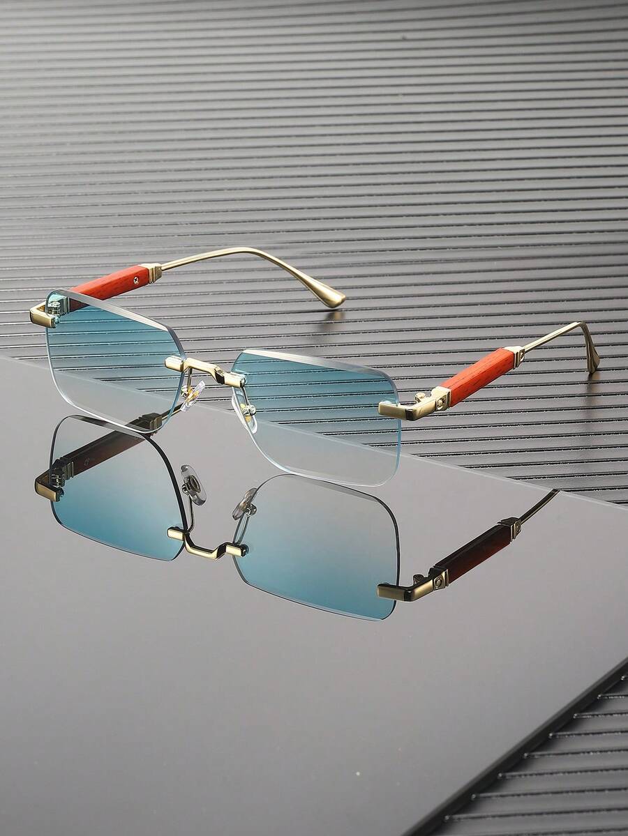 1 Pair Men's Small Frameless Classic Elegant Design Fashion Versatile Streetwear & Dating Accessory Fashion Glasses - Multicolor - View 1