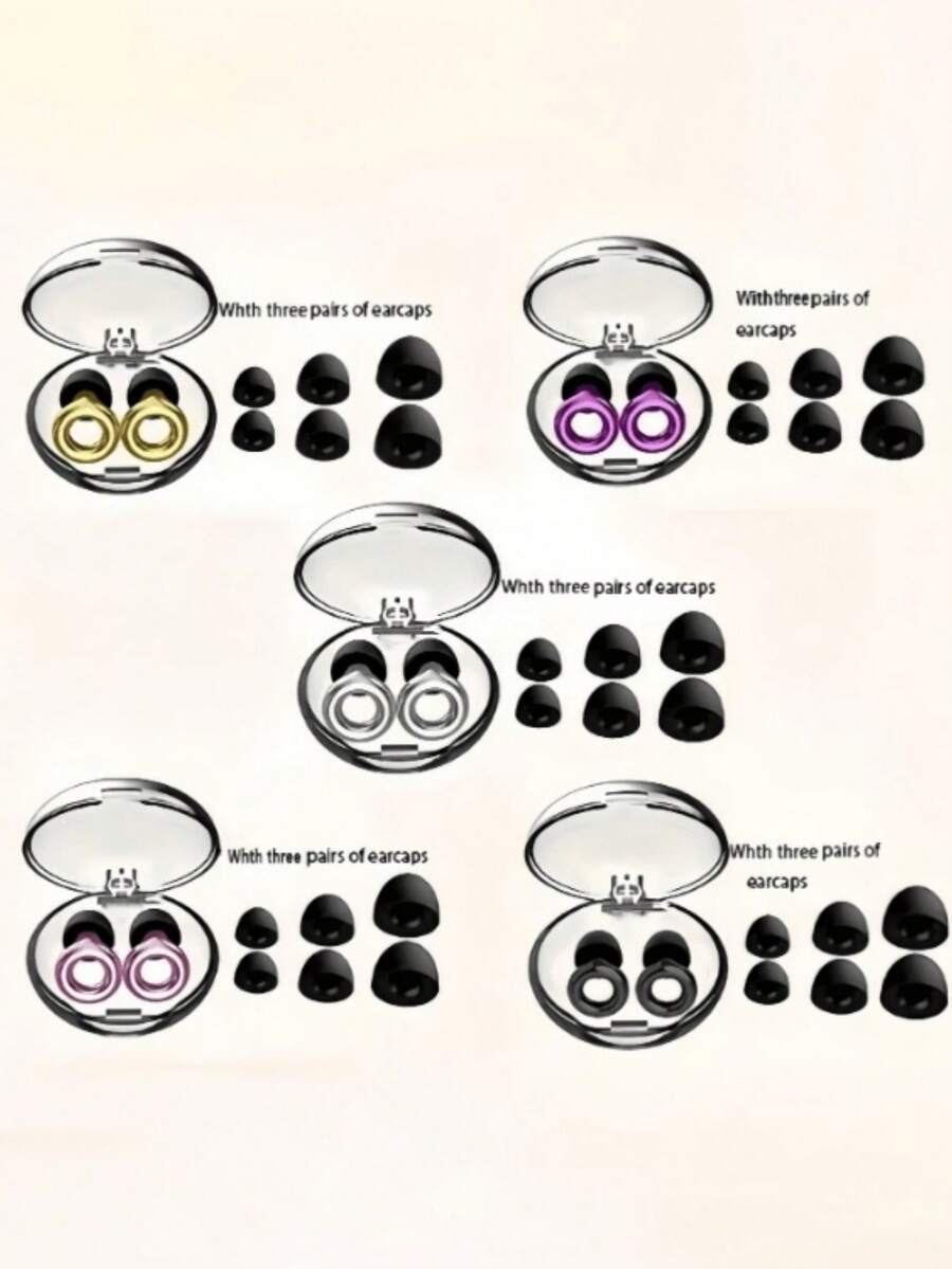 1 套带盒子的柔软硅胶耳塞，多种尺寸，适合睡觉、游泳、旅行、音乐会等场合佩戴 - 彩色 - 查看 1