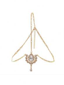 Luxury Bridal Headchain, Fashionable Bohemian Style Wedding Headpiece, Gold Headpiece, Student Supplies, Girl Accessories - Crystal Pendant - View 6