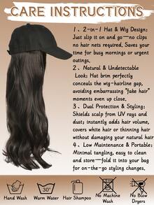 Long Wavy Curly Synthetic Wig Baseball Cap Hair Extensions Hat Wigs Black Brown Adjustable Hairpiece For Women By - Multicolor - View 6