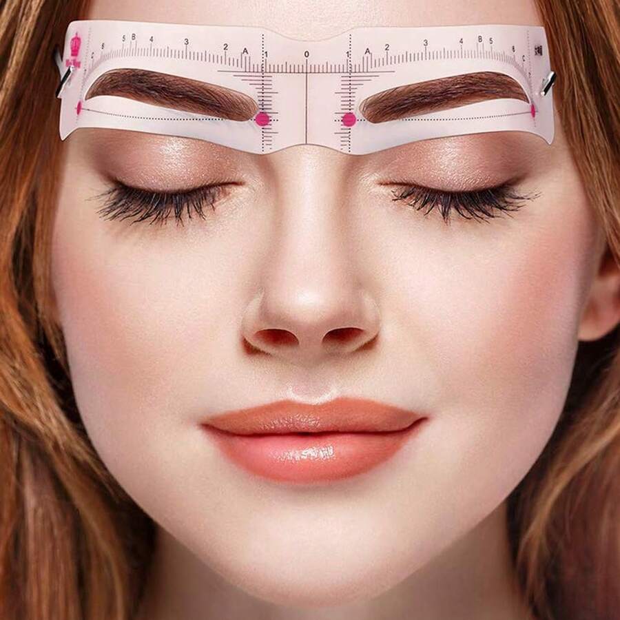 12pcs Eyebrow Stencil Template, Eyebrow Shaping Tool, Reusable Eyebrow Stencils With Leather Strap, Waterproof Eyebrow, 3-Minute Makeup, Eyebrow Trimmer, Suitable For Beginners In Eyebrow Drawing