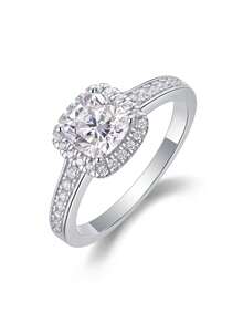 Anillo de moissanita único, plata de ley 925 hipoalergénico, anillo de compromiso/boda, diseño minimalista, uso diario versátil, regalo de boda/aniversario/cumpleaños, viene con caja de regalo y certificado - Plateado - Ver 16