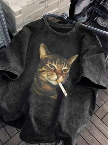 2026新年香槟星印花T恤，独特假日休闲上衣，大码女式T恤，水洗棉T恤，大码日常穿着，雪花图案面料，大码舒适圆领休闲上衣，复古做旧T恤，大码女装，春夏服装 黑色 - 黑色 - 查看 2