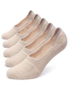 5双装女士米色加厚低帮防滑船袜 - 米色 - 查看 7