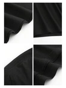 Camiseta de Hombre Estilo Vintage 100% Algodón - Corte Ligeramente Holgado y Recto, Manga Corta, Cuello Redondo, Estilo Casual, Estampado Retro Minimalista, Ideal para Atuendos Informales - Esencial para Todo el Año (Lavable a Máquina) - Negro - Ver 4