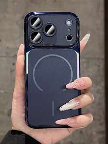 Luxury Matte Translucent Frosted Magnetic Pattern Case Compatible With IPhone 17 Pro Max 17 Pro 17 16 15 14 13 Pro Max Minimalist Design Shockproof Anti-Drop Soft Cases Shell - Transparent Blue - View 3