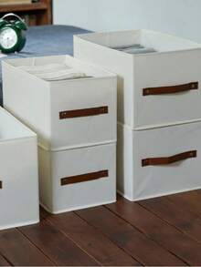 Caixa organizadora dobrável estilo guarda-roupa, em tecido Oxford, na cor off-white (1 unidade), sem compartimentos. Ideal para a primavera, moletons, suéteres de manga comprida, etc. Perfeita para decoração de primavera, decoração de quarto, decoração de casa, decoração de outono, organizador de armazenamento e item essencial para viagens. - Multicolor - Branco - Ver 1