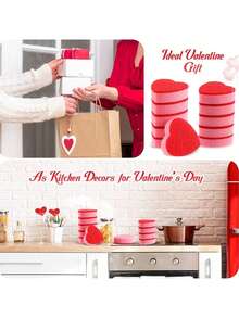 5/10块装不刮伤洗碗海绵，耐用双面厨房海绵，双层擦洗设计，不刮伤粉白心形叠放式，适用于洗碗、清洁台面等。 - A - 查看 7