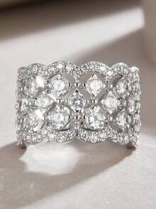 Bague en argent sterling 925 avec moissanite, hypoallergénique, bague de fiançailles/mariage, design minimaliste, port quotidien polyvalent, cadeau pour la Saint-Valentin, anniversaire, mariage, livré avec boîte-cadeau et certificat - Argent - Voir 7