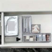 1pc/3pcs/4pcs/7pcs Set Multifunctional Transparent Plastic Drawer Storage Boxes, Ideal For Cosmetics Organization And Bathroom Storage, Various Sizes Available, Suitable For Every Room, Perfectly Fits Vanity And Bathroom Drawers, Fashionable Makeup Display Rack, Enhances Home And Bedroom Decor - Clear - View 9