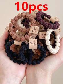 10pcs Stretchy Cute Rabbit Design Hair Ties, Versatile Daily Use, Great Mother's Day Gift - Multicolor - View 9