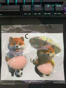 3D柯基贴纸套装 - 可爱的橙色柯基贴纸，3D立体造型，即撕即贴，趣味减压，可重复使用，适用于笔记本电脑、剪贴簿、笔记本、手机壳等。可爱的柯基设计，耐用塑料材质，节日派对礼物，情人节礼物 - 多色款 - 查看 9