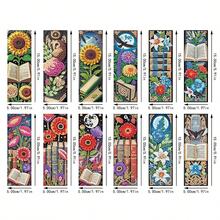 12pcs/Set DIY Diamond Painting Bookmarks Kit - Book Design, Multicolor Mosaic Decor - View 4