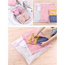 1/3/4 Pcs Zipper Mesh Laundry Bag, Honeycomb Washing Bag, Suitable For Clothes, Shirts, Bras, Socks, Underwear, Travel Storage Bag, Spring, Minimalism, Summer Tops, Improved Foldable Wire Storage Basket, Foldable Window Sill Storage Rack, Large Capacity Storage Box, Lingerie Washing Bag, Bedroom Laundry Essentials, Back To School Supplies, College Dorm Must-Haves, Laundry Bag, Travel Essentials, Travel Dirty Clothes Bag - Pink - View 4