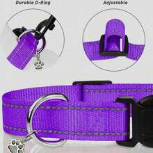 可调节反光尼龙狗项圈，适合大、中、小型犬 - 彩色 - 查看 5