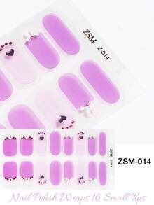 SSemi Cured Gel Nail Strips , Jelly Beige, 16 Pcs Gel Nail Wraps, Stickers, No UV Light Required, Salon Quality, Long Lasting - Mauve Purple - View 2
