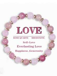 1pc Bohemian Style Love Women Bracelet ,Moonstone Rose Quartz Crystal Trust And Harmony Bracelet Meditation Jewelry Gifts For Women Men - Multicolor - View 10