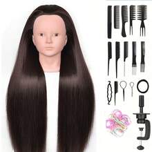 24 Inch Mannequin Head, Make Up Cosmetology Manikin Practice Doll Head With Hair, Braiding Hairdressing Head For Hair Styling With Table Clamp + DIY Hair Styling Set - View 10