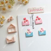 Valentine's Day Themed Earrings Making Kits, Envelope With Heart Shape Polymer Clay Cutters For DIY Pendants Jewelry Making, Love Letter Pattern Clay Crafting Tools - Valentine's Day - View 7
