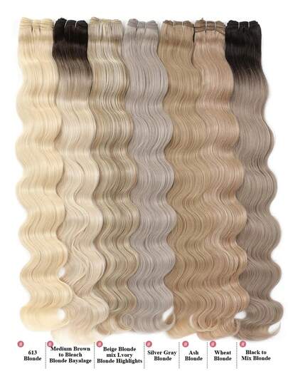 طقم شعر مستعار طبيعي ناعم مقاوم للحرارة بطول 66 سم وبوزن 150 جرام، شعر اصطناعي ذو موجات حيوية، قطعة شعر كاملة ذات طبقتين للنساء باللون الذهبي