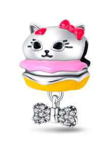 1PC925 Silver-Plated 'Travel' Charm Just Go! Red Travel Bag, Hamburger Cat, Music, ROCK Kitten, I Myself Happy Cat, Cute Mushroom, Little Hedgehog, Snail Head Mushroom Pendant Charms, Women's Original DIY Jewelry, Snake Bone Chain, Suitable For Music Festivals, Birthdays, Carnivals, And Ramadan Gifts - Multicolor - View 16