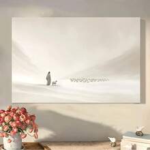 1 Pc Canvas Painting,An Artwork, A 2D Flat Piece Titled "Jesus Leaving 99 Lost Sheep To The Shepherd". Canvas Painting - Religious Wall Art. Jesus, The Shepherd, And 99 Sheep. Soft Tones Of Beige And White. Horizontal Decorative Painting. Suitable For Family Churches, Offices, Christmas Gifts, And Office Supplies. , Wooden Framed Art,High Quality ,Thickness 2.25cm/1inch  Wall Art Prints Poster Direct Hanging Decor For Home Gifts,Living Room, Bathroom, Bedroom, Kitchen,Bar,Office - quả mơ - Xem 1