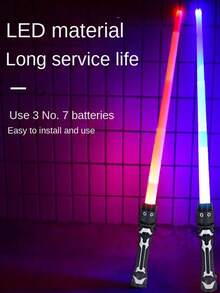 1pc Random Color Retractable Glow Stick, 2-In-1 Christmas Decor Flashing Glow Stick, Stress Relief Toy Retractable Rod (Batteries Not Included), Some Parts Color Random, Games, Toys, Gifts - Baby Blue - View 1