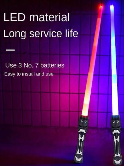 1pc Random Color Retractable Glow Stick, 2-In-1 Christmas Decor Flashing Glow Stick, Stress Relief Toy Retractable Rod (Batteries Not Included), Some Parts Color Random, Games, Toys, Gifts