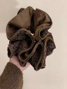 1pc Oversized Leopard Print Scrunchie, Soft Fabric Hair Tie, 15cm Diameter, Fashionable Hair Accessory, Essential For Daily Wear, Parties, Travel, Back To School, Limited Edition Hot Seller - Multiple Styles - View 13