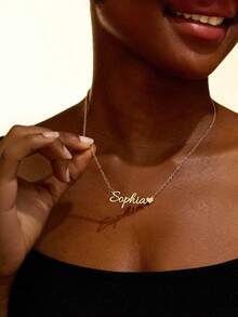 Customized Heart-Shaped Name Necklace, Personalized Delicate Gold Name Necklace, Minimalist Name Necklace, Gift For Daughter, Holiday Gift, Anniversary Gift - B - View 3