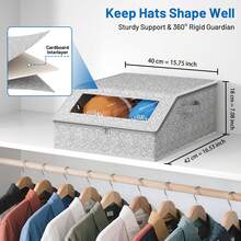 1pc Sturdy Baseball Cap Storage Box, Can Hold Up To 24 Hats, Transparent Hat Organizer Box, Suitable For Closet And Bedroom, Large Hat Box With Cardboard Lining. - Multicolor - View 3