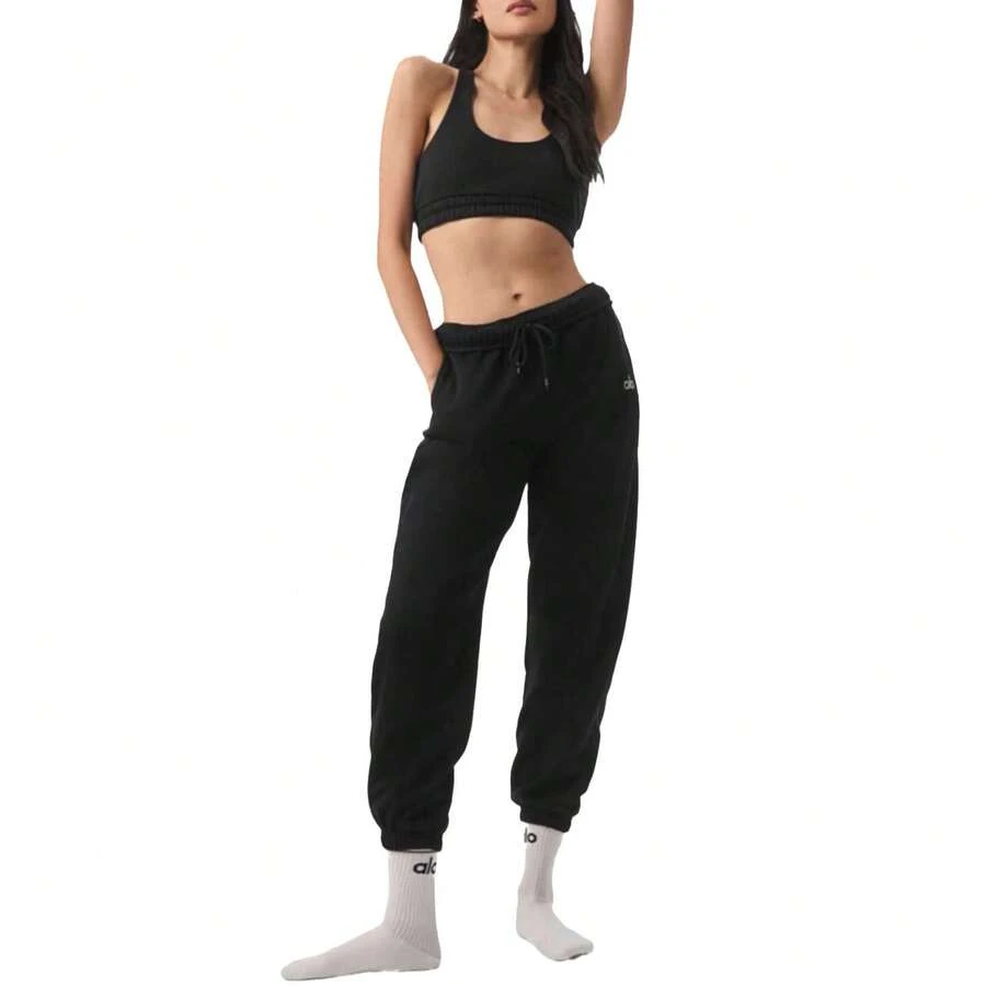 Alo Yoga Women's Accolade Sweatpants | Premium Heavyweight French Terry Fleece Joggers | Luxury Soft Brushed Interior Lounge Pants | High-Waisted Cuffed Bottom Sweatpants | Classic Streetwear Activewear Track Pants | Urban Fashion Cozy Slim Fit Joggers With Chrome Logo - 黑色 - 查看 1