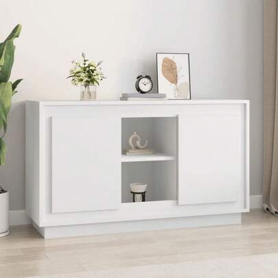 vidaXL Sideboard, Kommode mit viel Stauraum, Mehrzweckschrank Schrank mit 6 Fächern, Beistellschrank Anrichte für Wohnzimmer, WeiB Holzwerkstoff