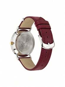 Versace V-Essential Luxury Gift Burgundy Leather Strap Watch For Women 36mm Daily Casual Wear - Red - View 5