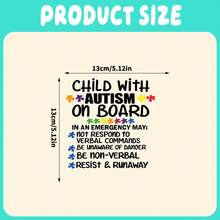 Car Stickers And Decals, Car Window Decals Vinyl,  Child With Autism On Board Emergency Information , Automotive Decals,Funny Bumper Stickers(1pc) - A - 查看 8