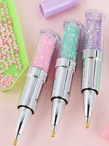 1 Set Of Lip-Shaped Diamond Embroidery Pen | 5D Diamond Painting Tool, Diamond Dot Pen, Suitable For Hand Embroidery, Plastic Material - View 2