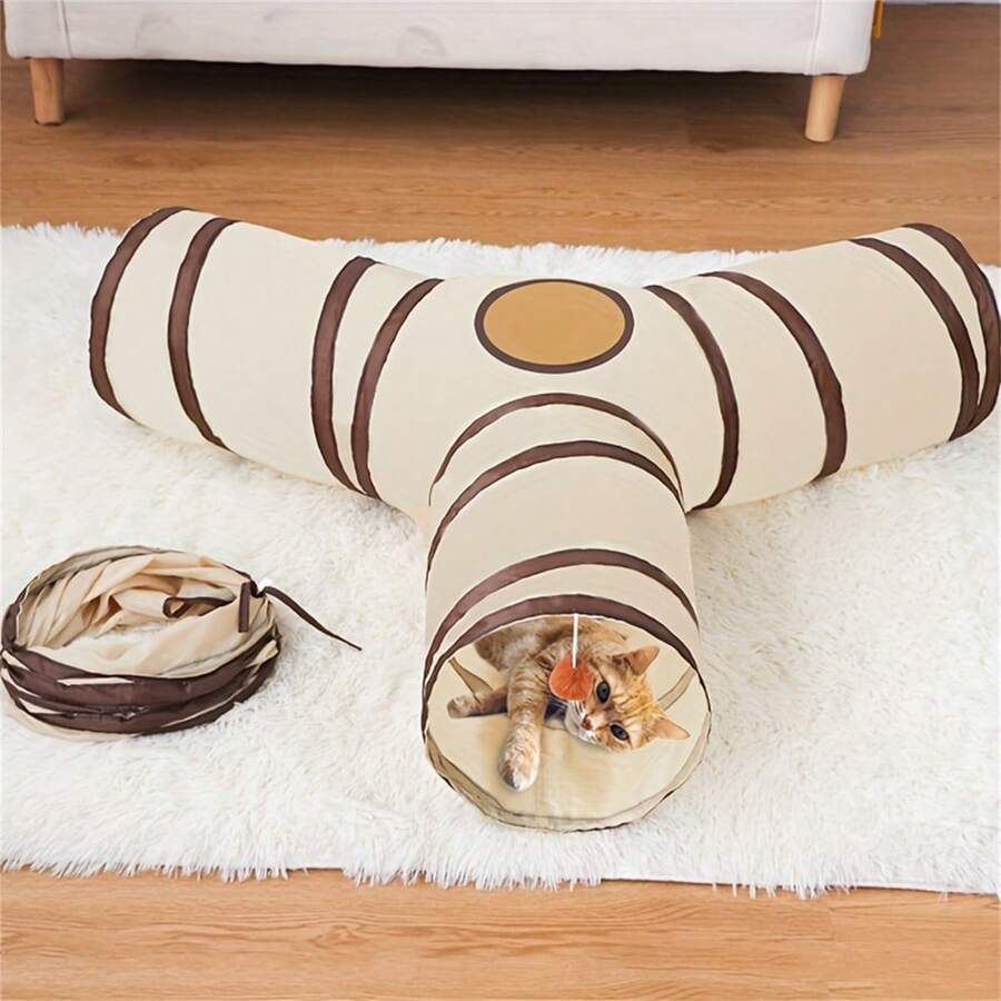 Foldable Cat Tunnel Toy, All-In-One Collapsible Pet Tunnel Toy, Suitable For All Seasons