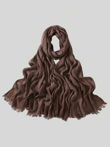 1pc Soft Textured Hijab Scarf With Natural Crinkle Effect, Breathable And Comfortable Muslim Headscarf - Multicolor - View 11