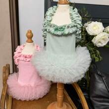 New Spring/Summer Pet Clothes, Fluffy Tutu Dress, Wedding Ceremony Outfit, Ballet Tulle Skirt For Dogs & Cats - Green - View 6