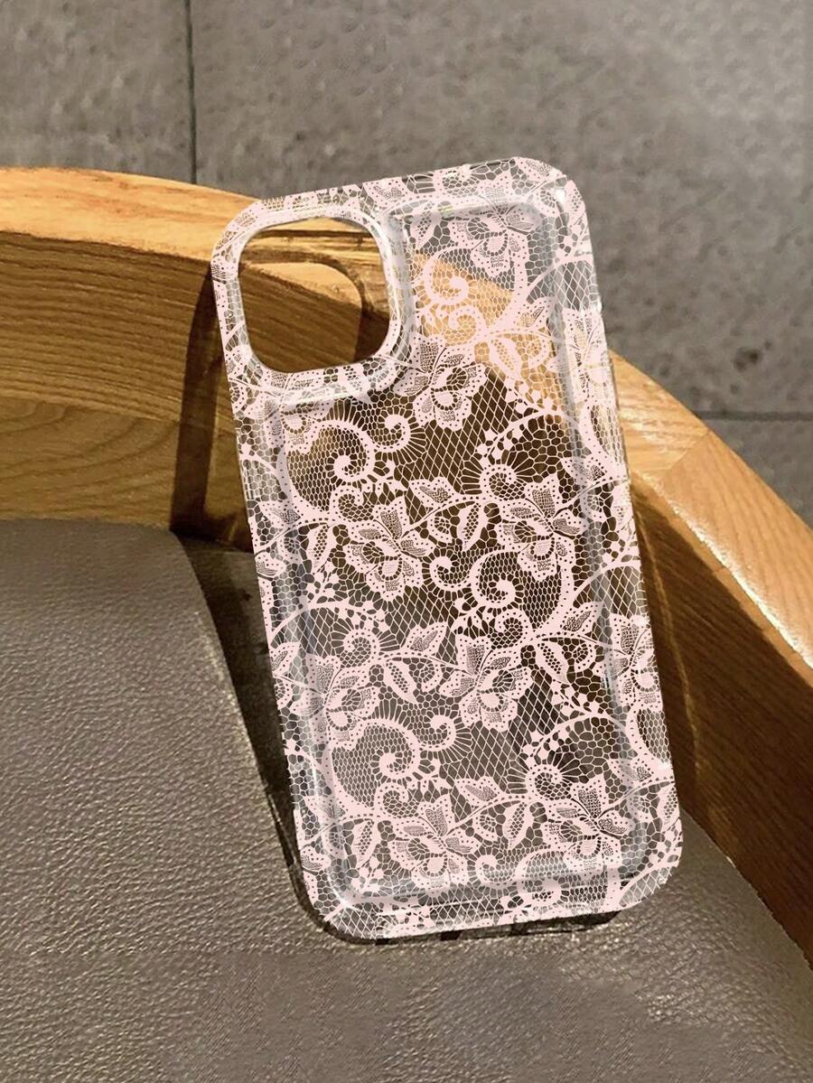 1pc Romantic Lace Pattern UV Printed Airbag Phone Case, Compatible With Iphone 17-11 Pro Pro Max Plus And Series, Gift For All Occasions - Multicolor - View 1