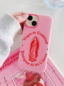 1个瓜达卢佩圣母玛利亚印花手机壳，灰粉色PC+TPU双层保护套，兼容 11/12/13/14/15/16/17 Pro/Pro Max，适合拉丁美洲社区、宗教爱好者、生日、节日和日常使用。 - 粉色 - 查看 5
